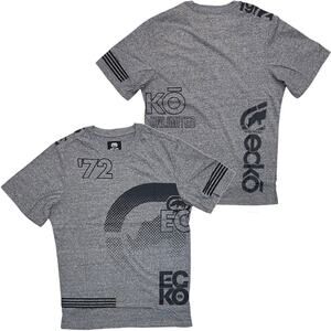 Ecko Unltd Men's T-Shirt Double Sided Graphic Grey Marled Short Sleeve Tee